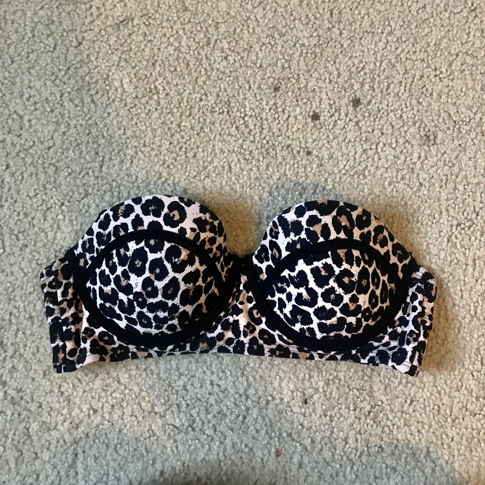 Strapless Push Up Cheetah Print Bikini Top